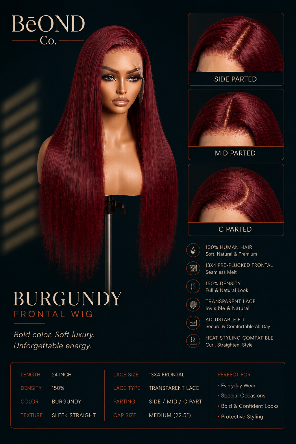 BēOND Co. Burgundy Frontal Wig