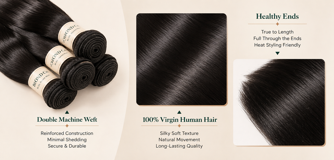 BēOND Co. Brazilian Straight Virgin Hair Bundles - 3 Weft