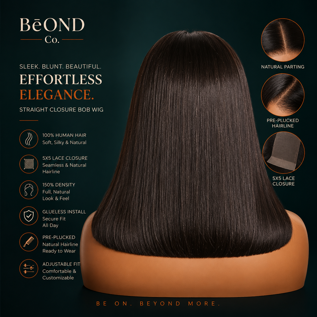 BēOND Co. Sleek Closure Bob Wig